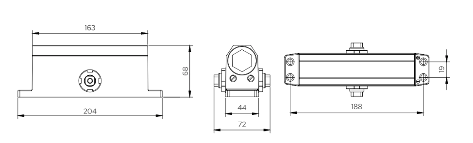 Technical specifications - 
• Surface mounted Rack & Pinion Door closer
• High Strength die cast aluminium body
• Adjustable Latching & Closing speed
• Suitable for Left & Right handed doors
• Tested for 500k cycles as per EN1154
