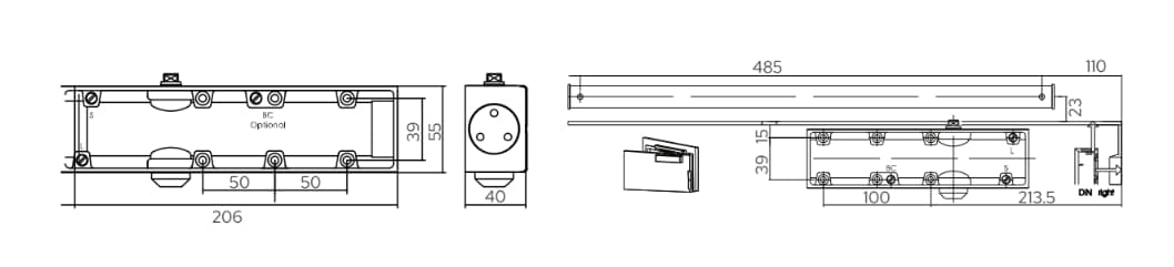 Technical Drawings - Surface Mounted Door Closer DC 2004