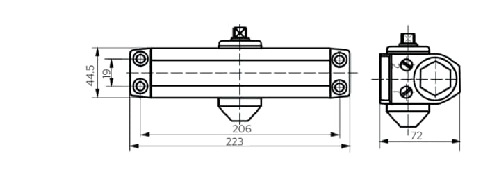 Techinical Drawings - Surface Mounted Door Closer DC 134