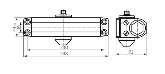 Technical Drawings - Surface Mounted Door Closer DC 2014BC