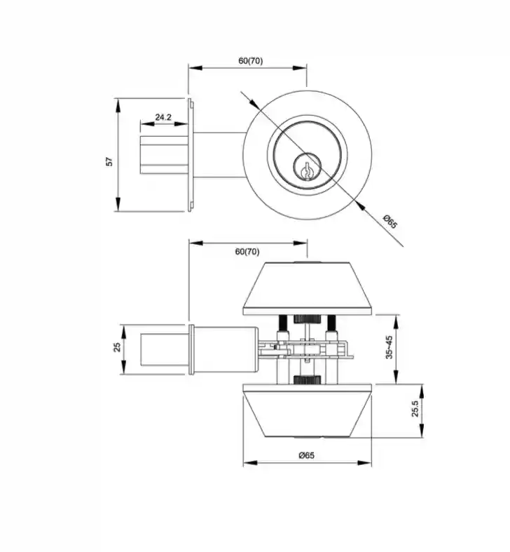 Technical Drawings - Deadbolt D102