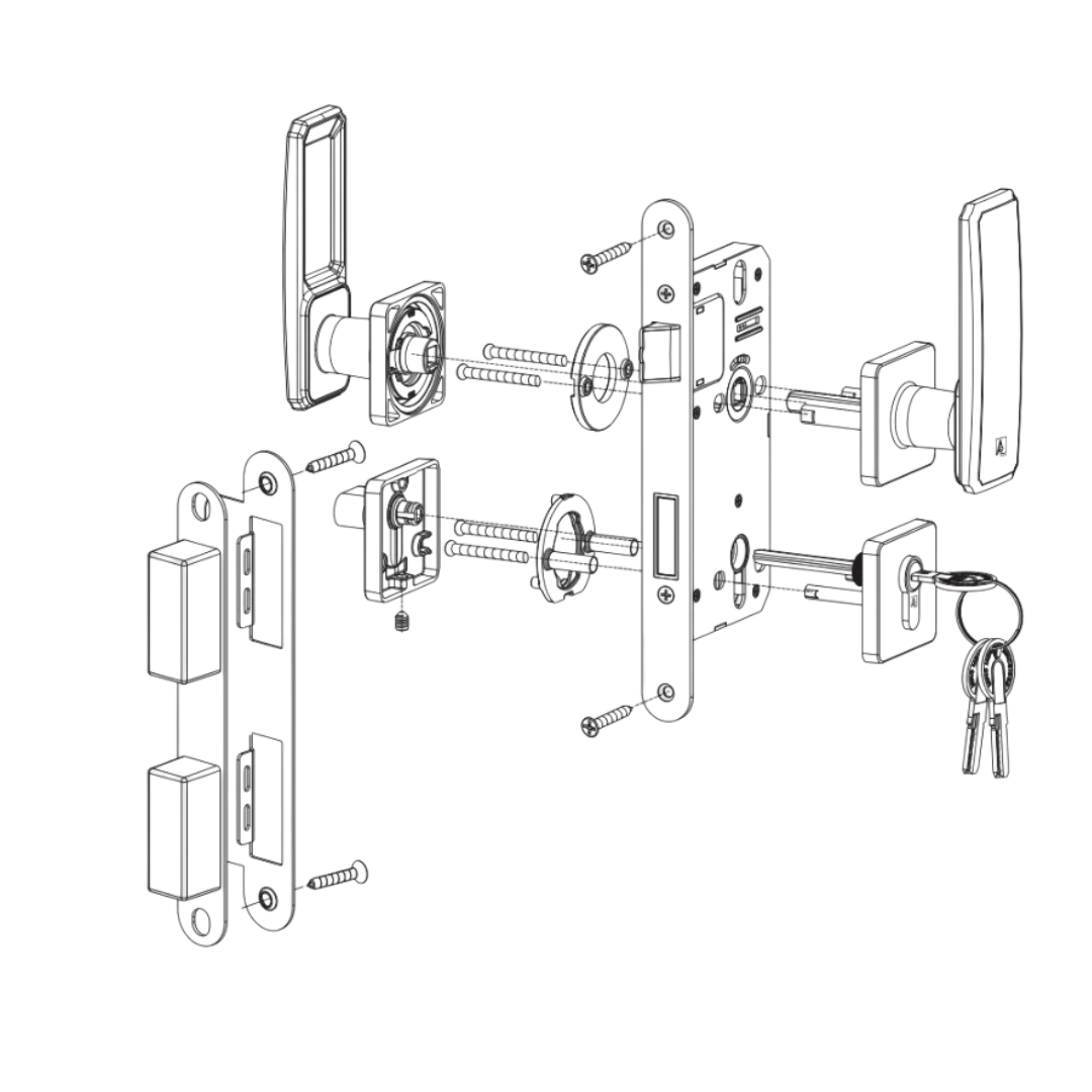 Sakura Silent Push Pull Door Lock Set
Technical Drawings